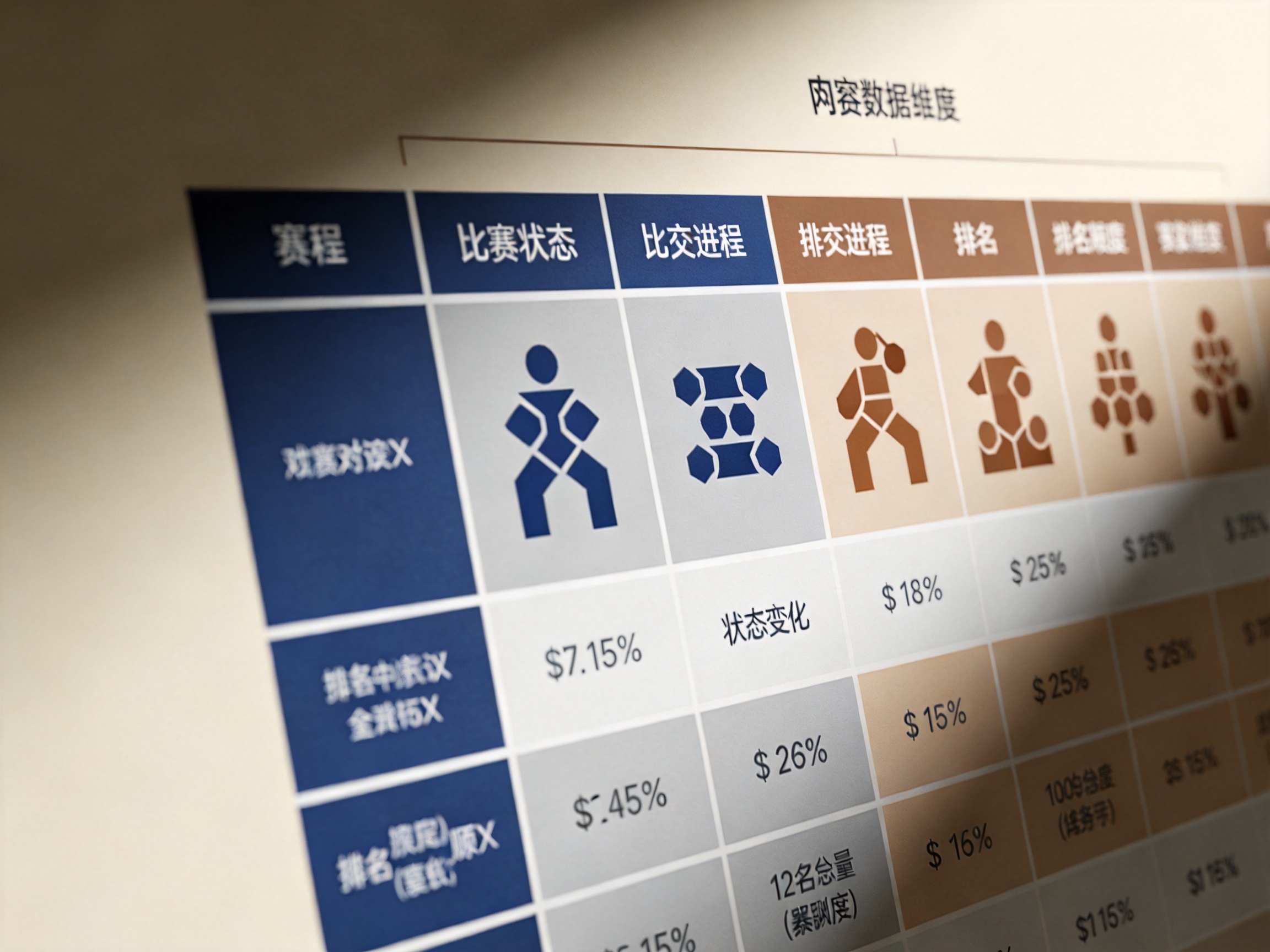 N1国际赛事数据维度示意配图，展示赛程、比赛状态、比分进程与排名等内容的表格化呈现结构